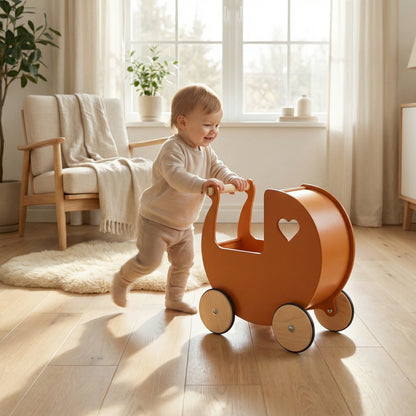 Luxury doll stroller brown