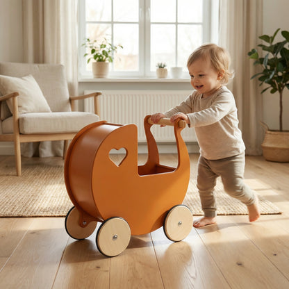Luxury doll stroller brown